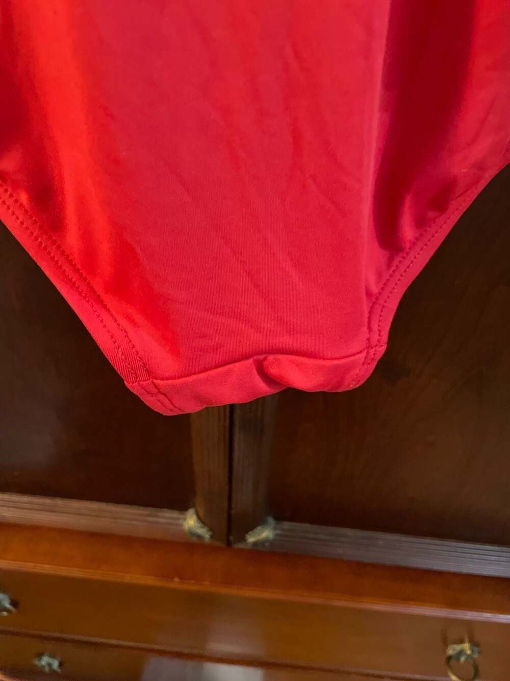 Michael Kors Red Wrap One-Piece Swimsuit with Gold MK Logo, Size 14 - Picture 6 of 7
